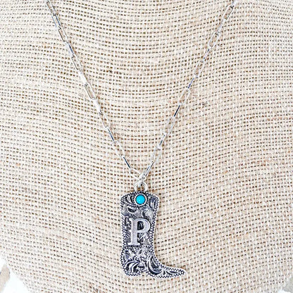 TIPI Boot & Brand Turquoise Silvertone Necklace