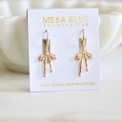 CZ Bow Huggie Earrings