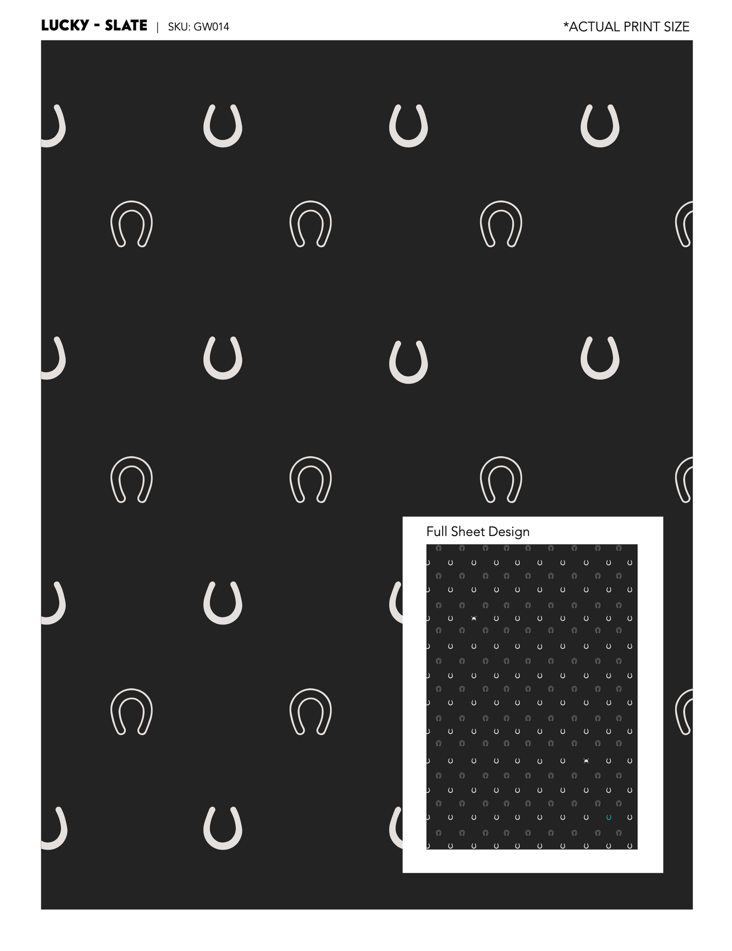 Lucky Slate Equestrian Horseshoe Gift Wrap Paper in Roll