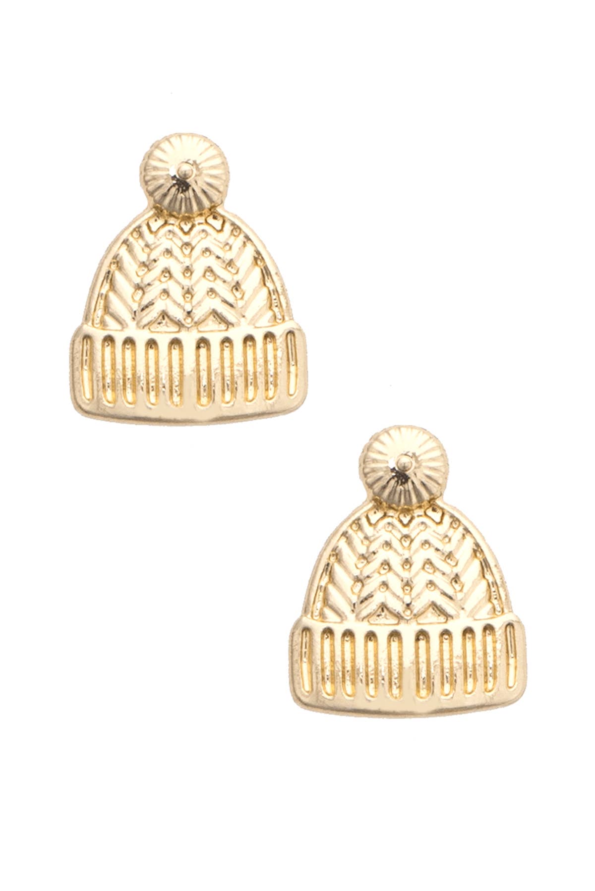Beanie Stud Earrings in Shiny Gold