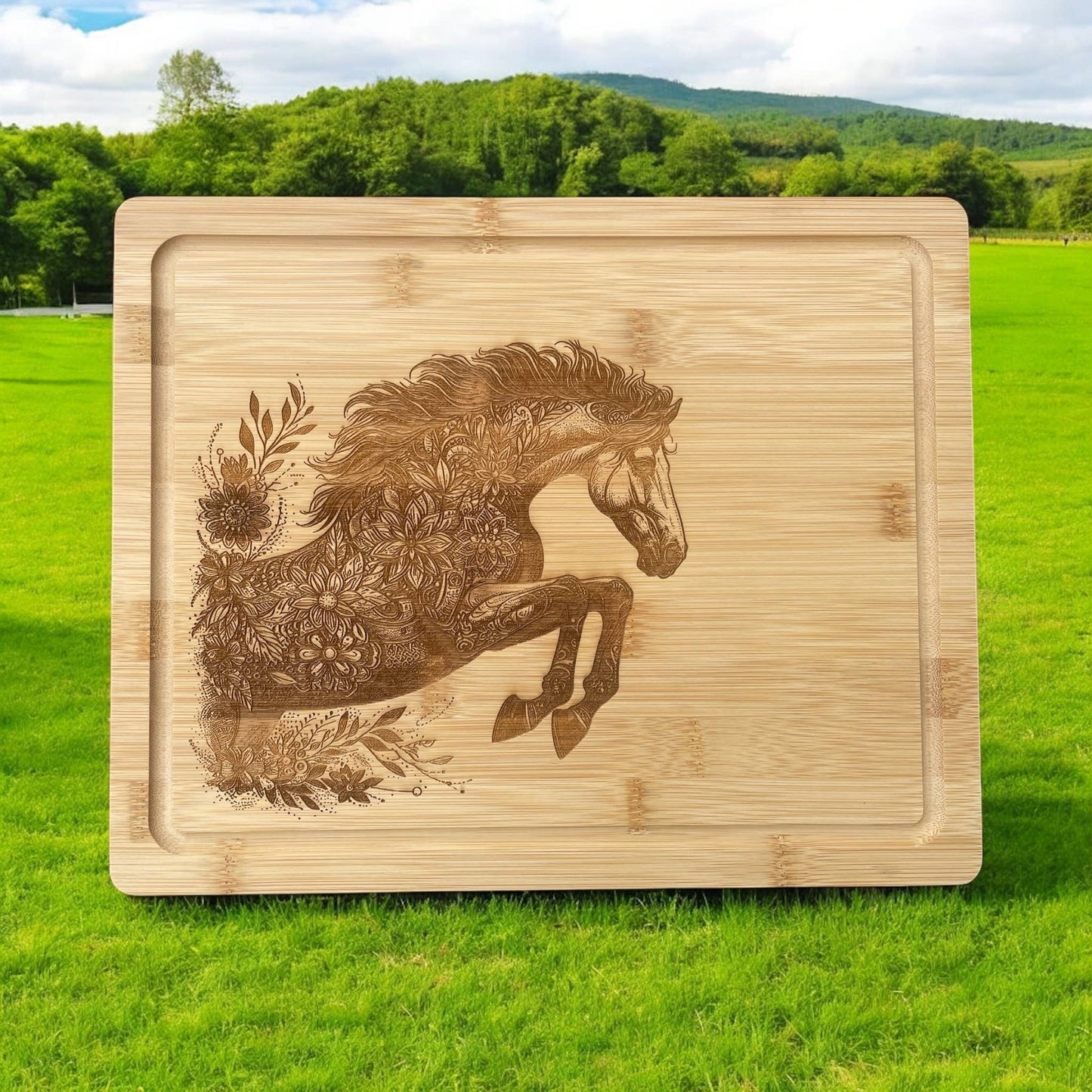 Jumping Horse Floral cutting board, Horse lovers gift!
