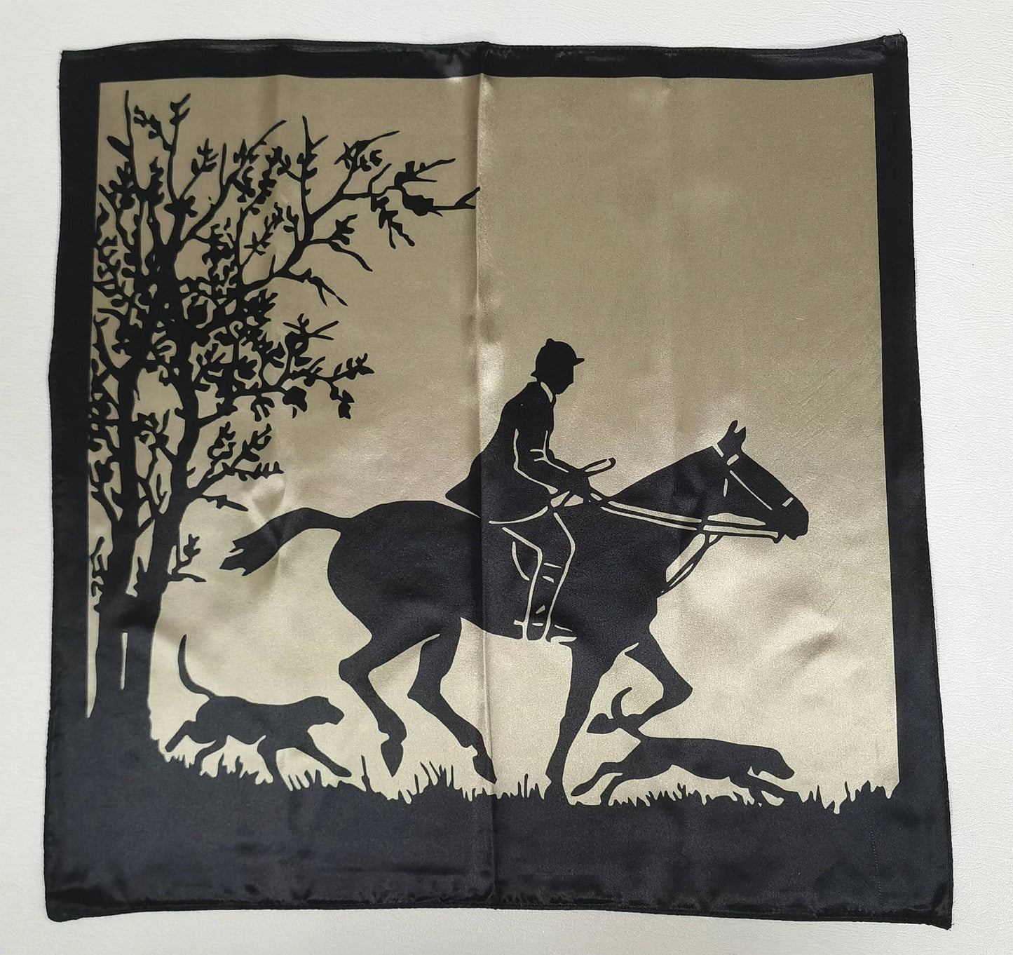 Fox Hunting Hunt Horse Hounds Equestrian Tallyho Satin Scarf