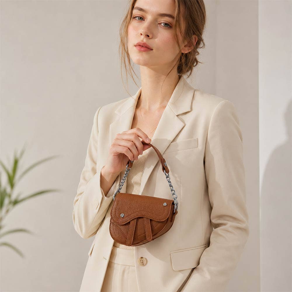 Faux Leather Mini Saddle Shoulder Crossbody Bag