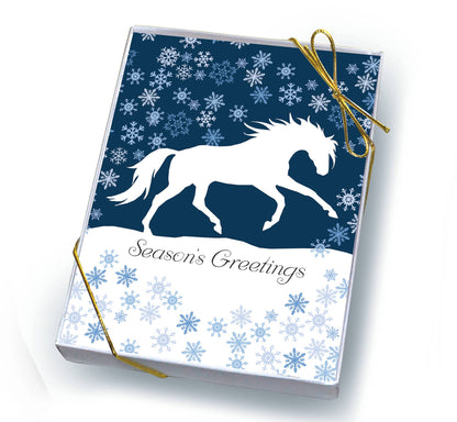 Horse Boxed Christmas Cards | White Cantering | 8 Holiday