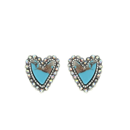 Western Turquoise Heart Shaped Drop Earrings