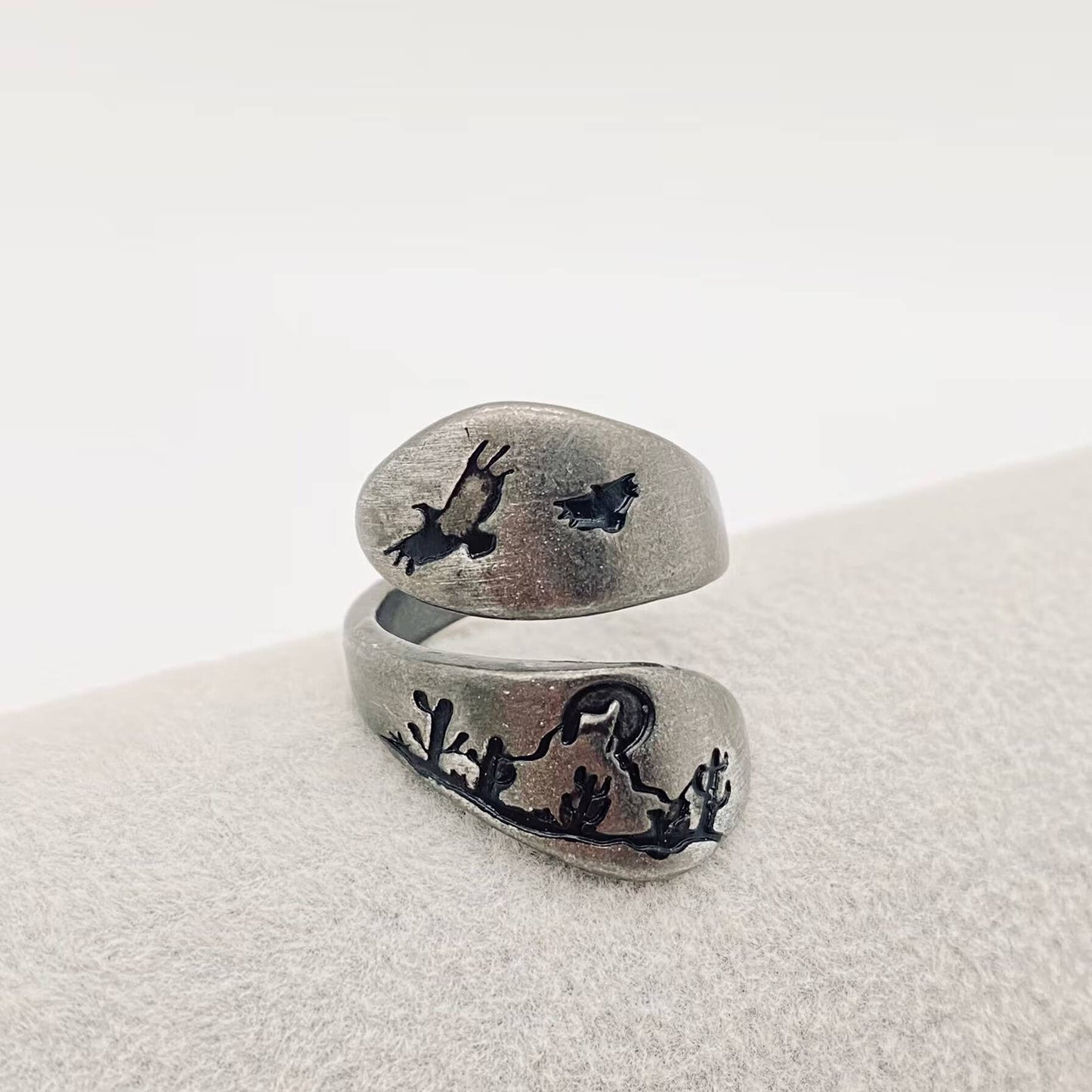 Vintage Ring Desert Night Cactus Ring