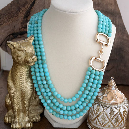 Polished Rider – Multi-Strand Acrylic Bead Horse Bit Necklace
