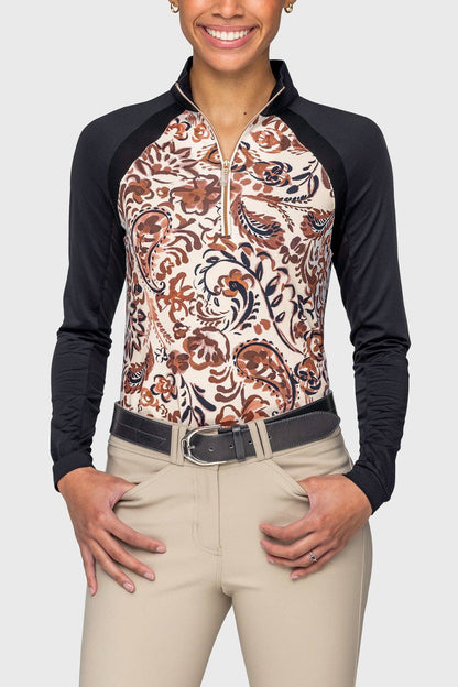 Sienna Ikat Performance Raglan Long Sleeve 1/4 Zip Sun Shirt