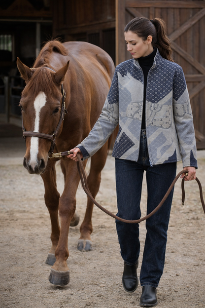 Blue Giddy Up Zipper Sweater