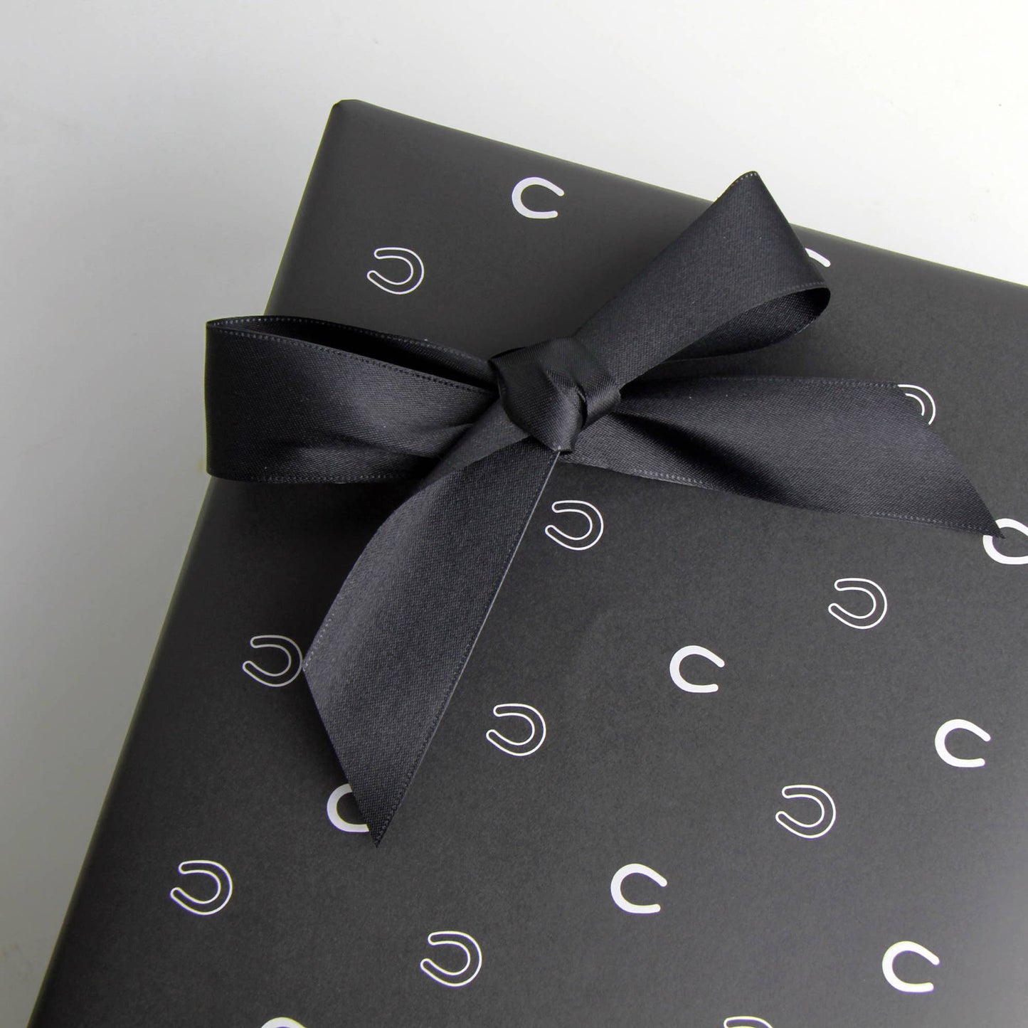 Lucky Slate Equestrian Horseshoe Gift Wrap Paper in Roll