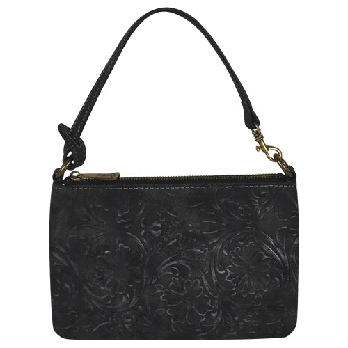 JUSTIN MINI SHOULDER BAG TOOLED BLACK