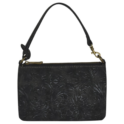 JUSTIN MINI SHOULDER BAG TOOLED BLACK