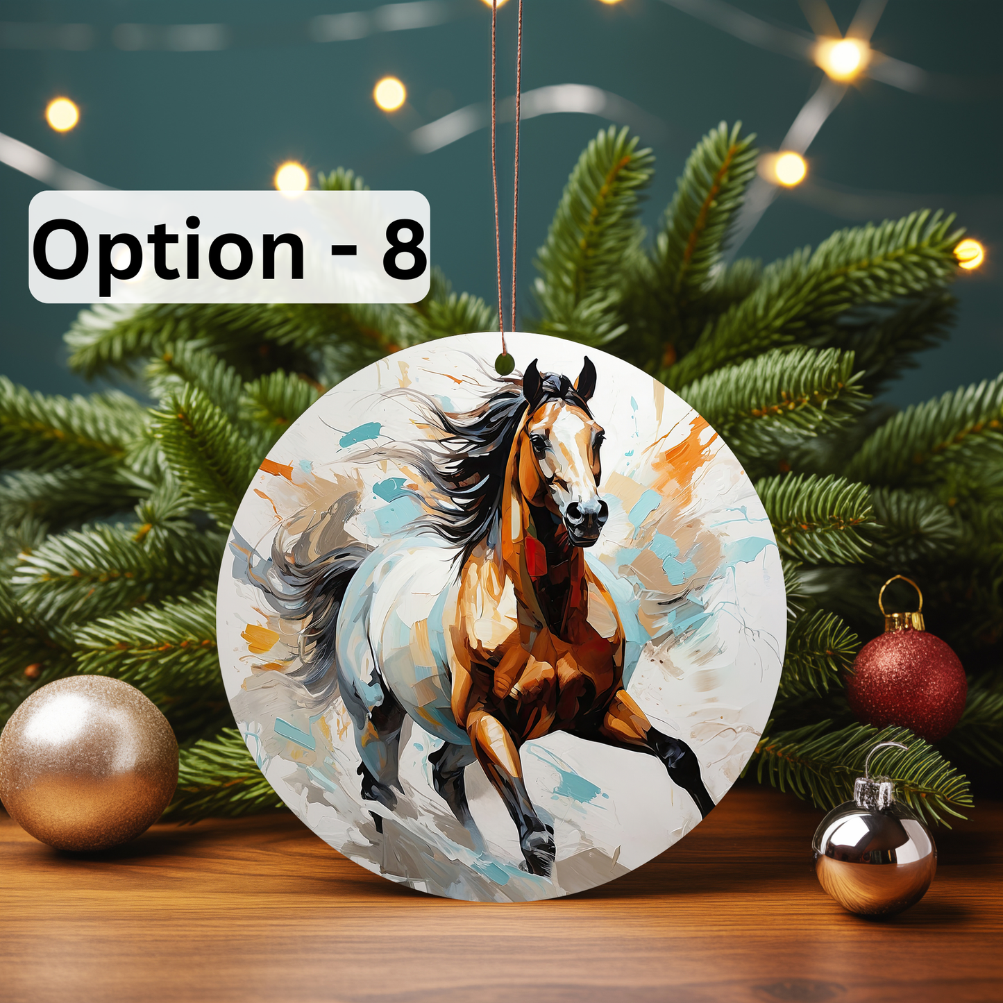 3D Oil Painting Horse, Cermaic Christmas Ornaments