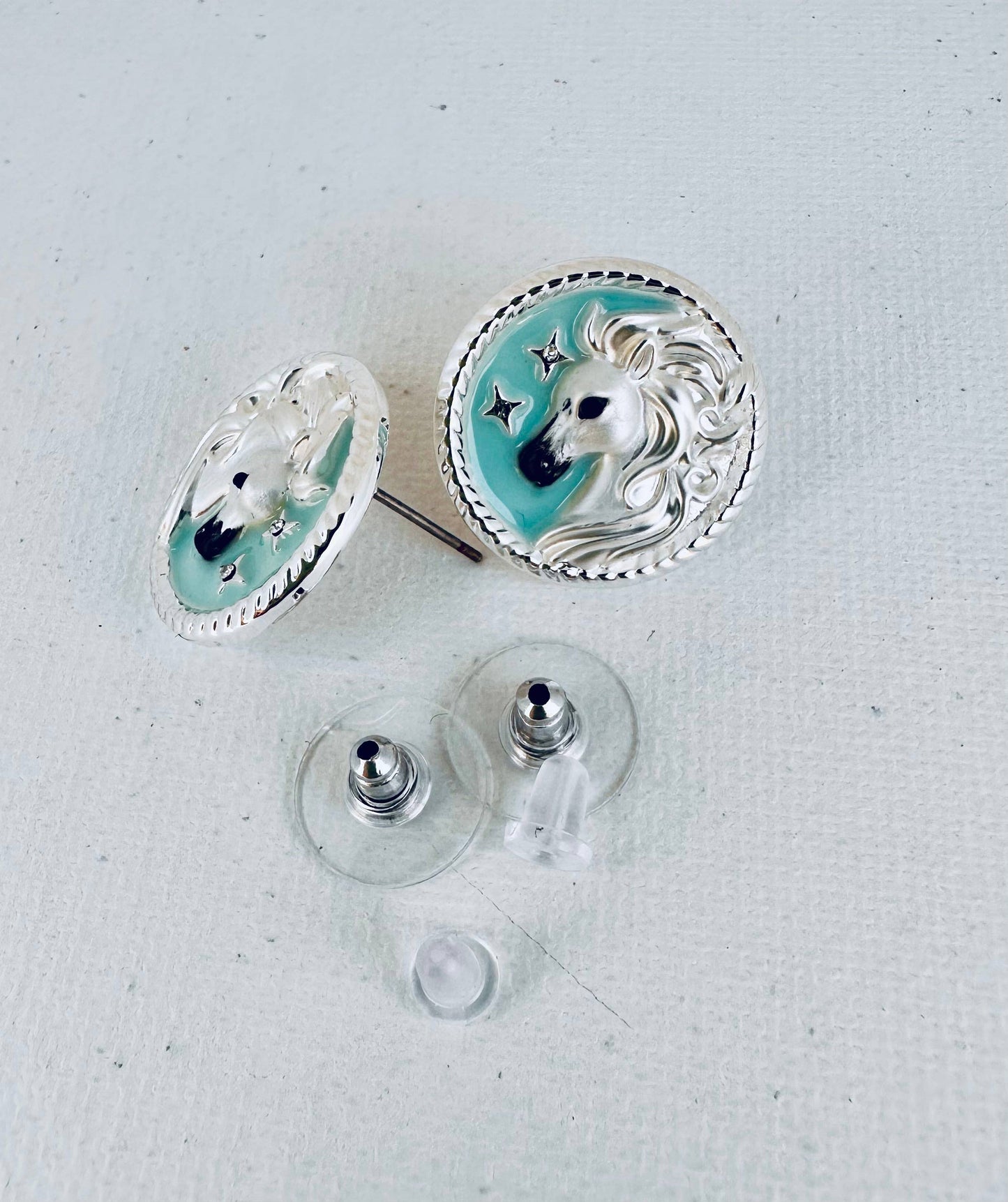 Arabian horse face Disk Earrings POST / Jewelry