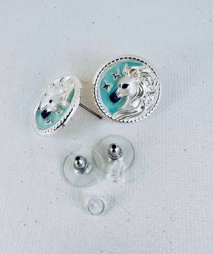 Arabian horse face Disk Earrings POST / Jewelry