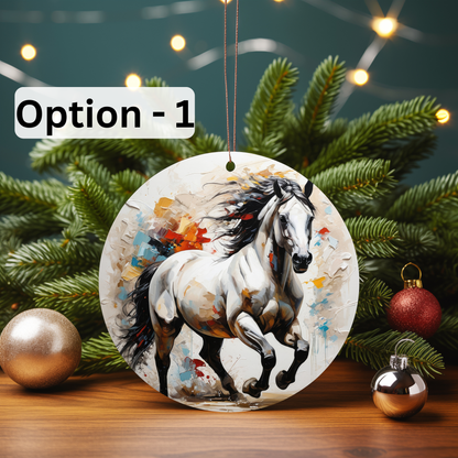 3D Oil Painting Horse, Cermaic Christmas Ornaments