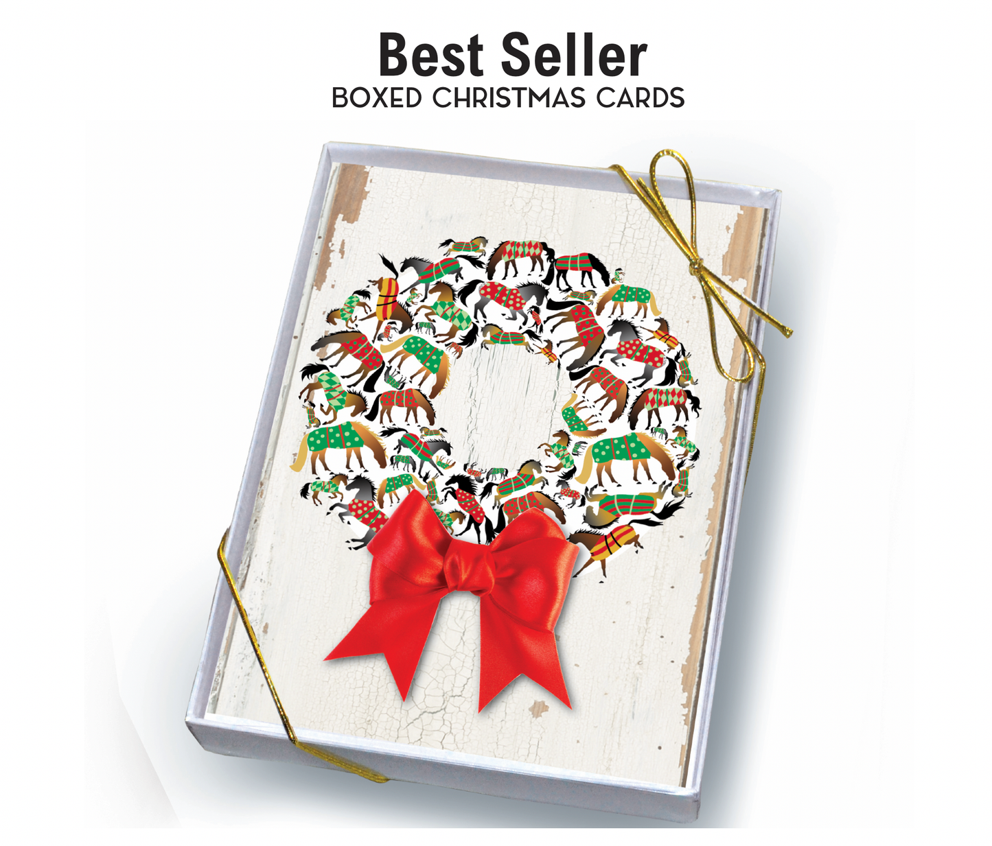 Horse Boxed Christmas Cards / Blankets Wreath / 8 Holiday