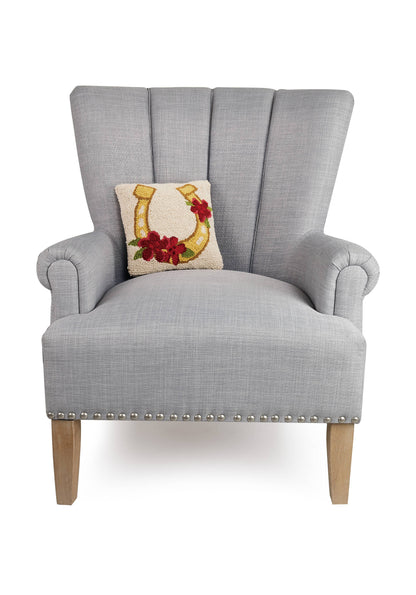 Gold Horseshoe w/Flowers Hook Pillow