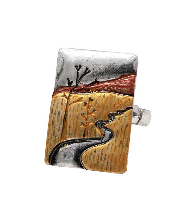 ( G487 )  MOUNTAIN AND TREE LANDSCAPE STRETCH RING