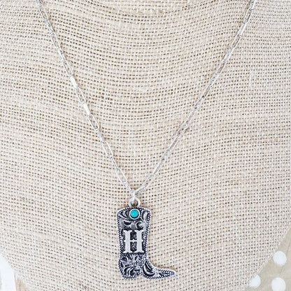 TIPI Boot & Brand Turquoise Silvertone Necklace