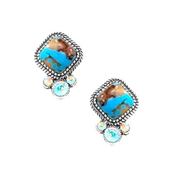 Small Square Stone Earrings