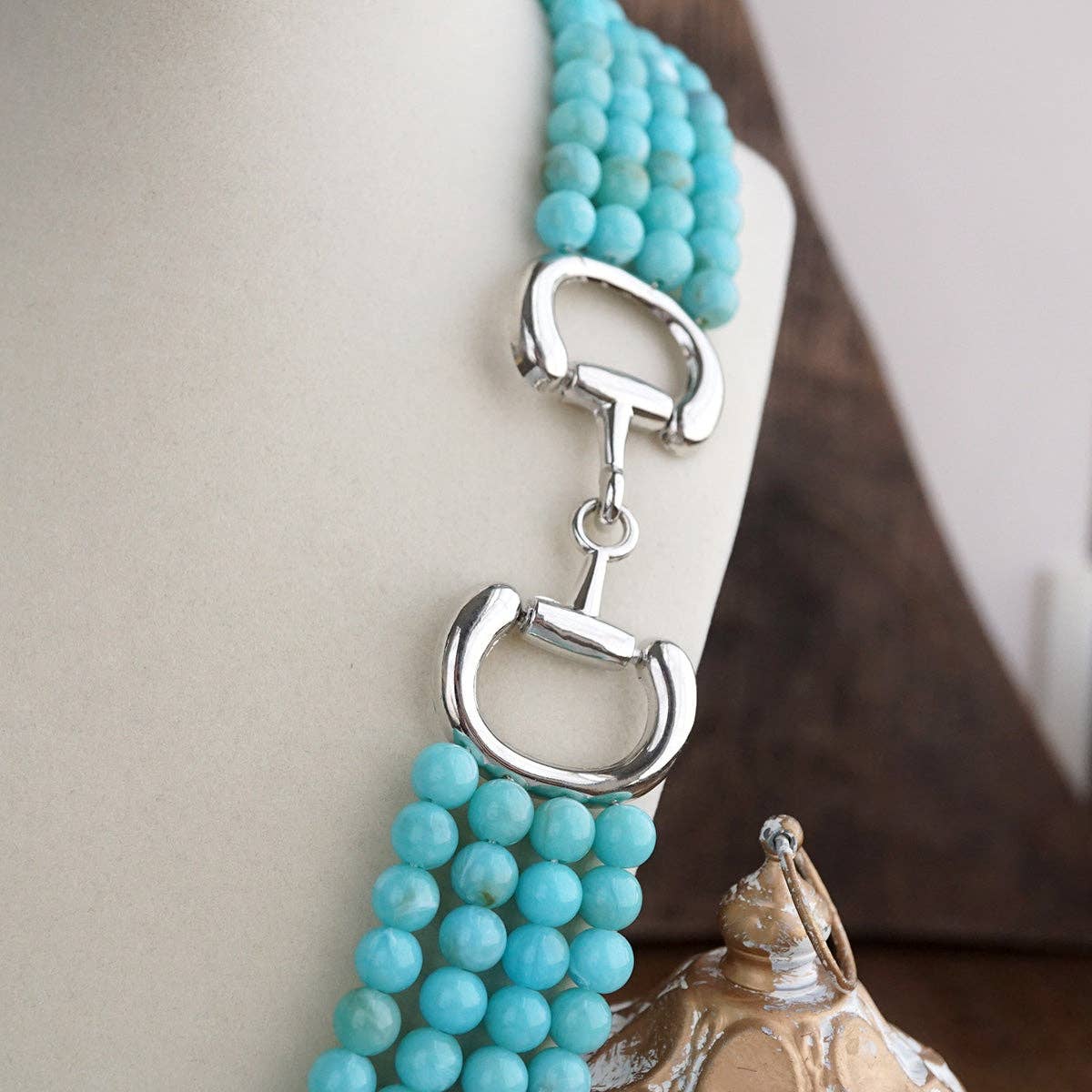 Polished Rider – Multi-Strand Acrylic Bead Horse Bit Necklace