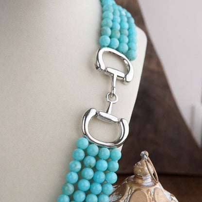 Polished Rider – Multi-Strand Acrylic Bead Horse Bit Necklace