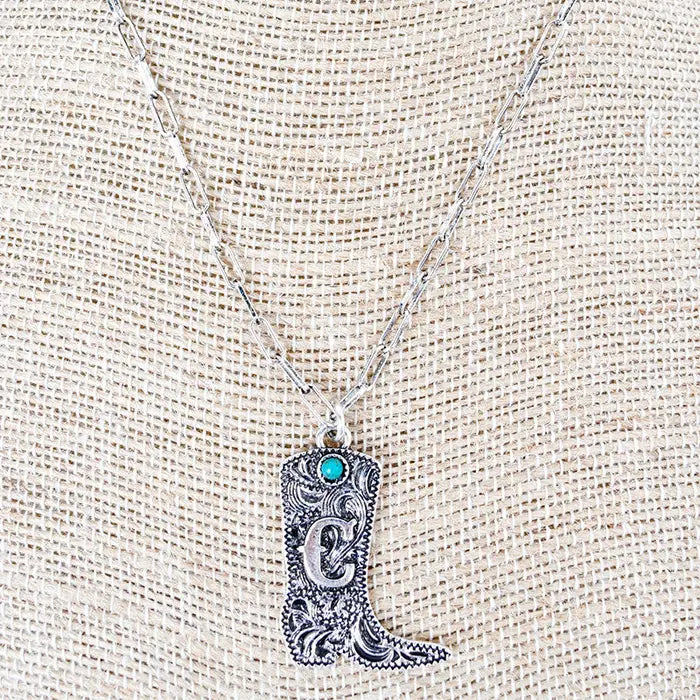 TIPI Boot & Brand Turquoise Silvertone Necklace