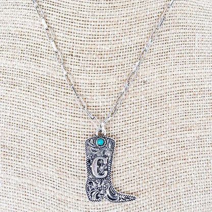 TIPI Boot & Brand Turquoise Silvertone Necklace