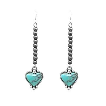 Heart Strings Earrings - Turquoise and Ivory
