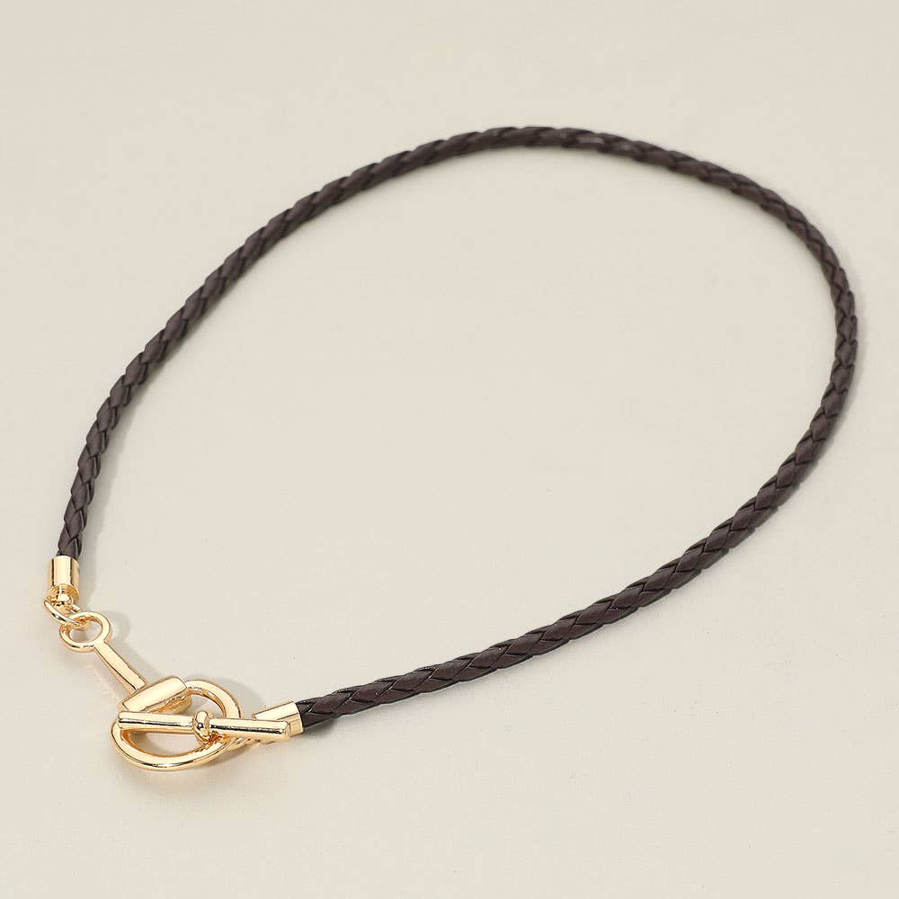 Meal Horsebit Toggle Accent Braided Cord Necklace