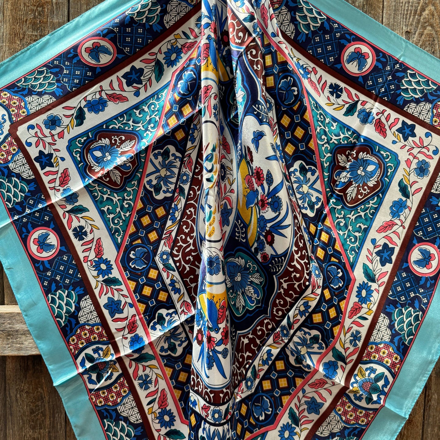 35X35" Blue Multi Pattern Wild Rag / Scarf WR1015