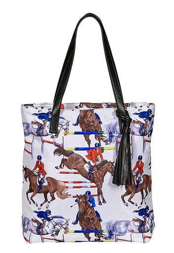 AWST Int'l "Lila" Jumper Pattern Tote Bag w/ Tassel