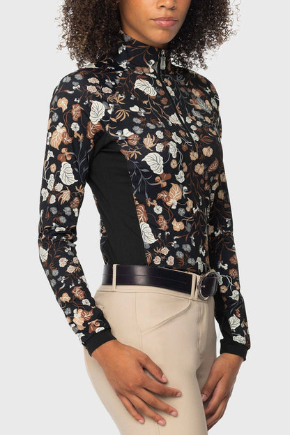 Neutral Modern Begonia 1/4 Zip Long Sleeve Sun Shirt w/Side Panels