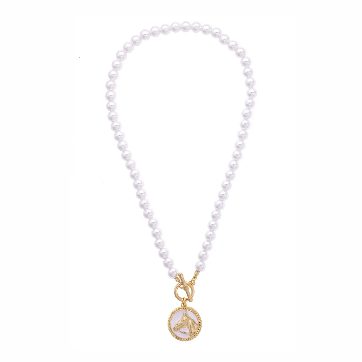 Thoroughbred Pearl Beaded Toggle Front Necklace in Ivory
