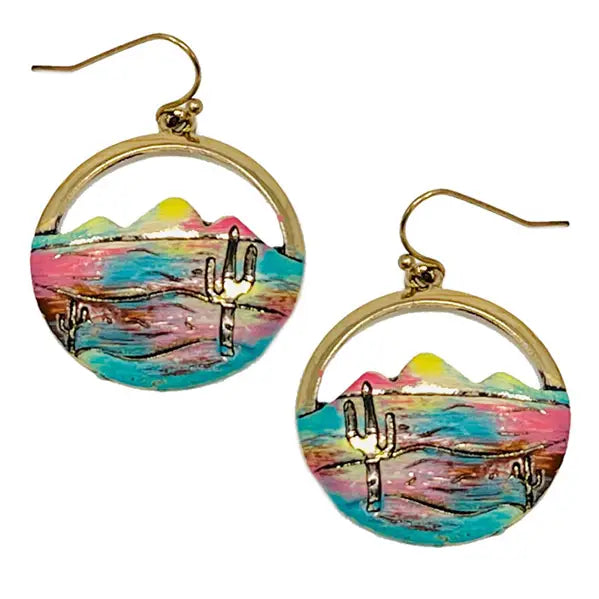 Western Landscaple Disc Earring