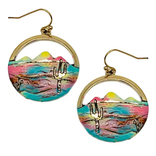 Western Landscaple Disc Earring