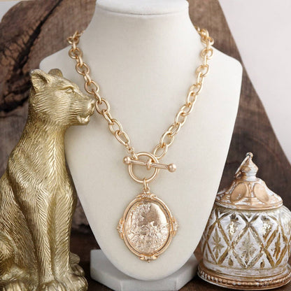 Golden Pasture – Horse Scene Toggle Pendant Necklace