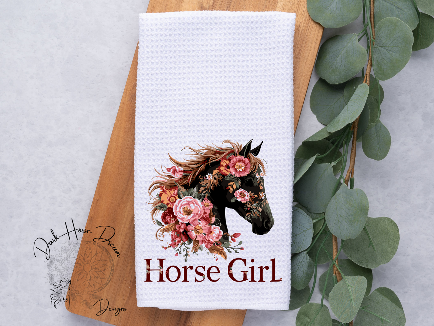Horse Girl, Floral Pony, Equine Decor / Dish / Hand Towel