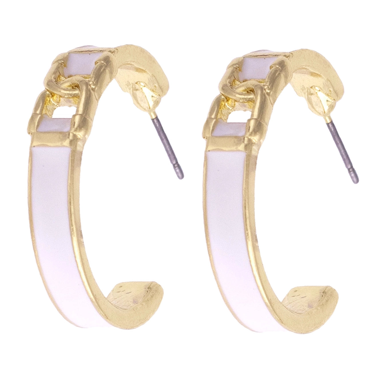 Lyra Linked Horsebit Enamel Hoop Earrings