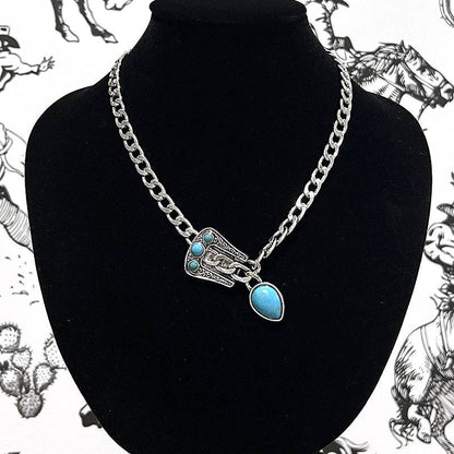 Turquoise Buckle Chain Necklace