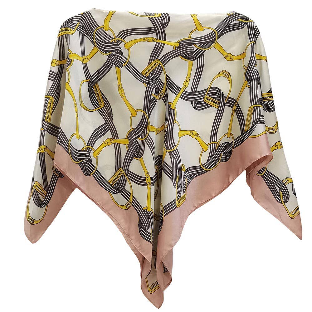 Pointed Equestrian Strap Print Scarf Poncho