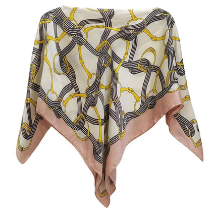 Pointed Equestrian Strap Print Scarf Poncho