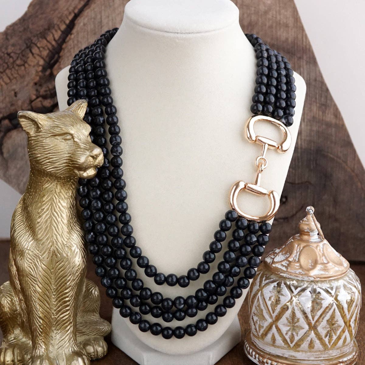 Polished Rider – Multi-Strand Acrylic Bead Horse Bit Necklace