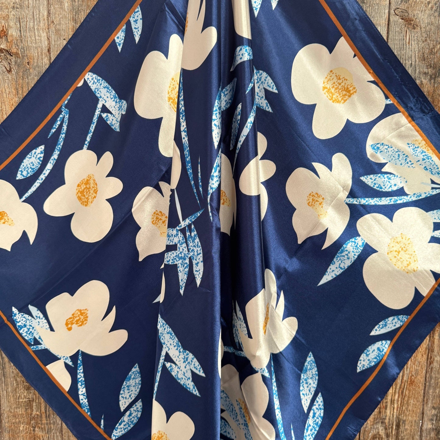 35X35" Cream and Blue Wild Rag / Scarf WR3429