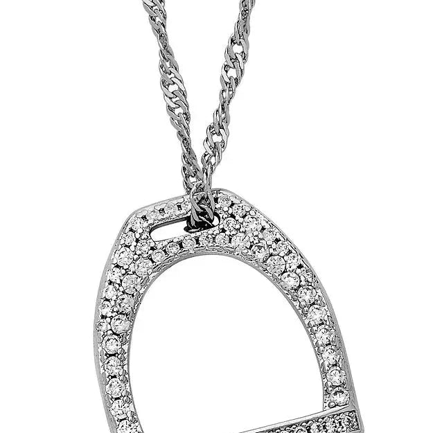 Sterling Silver & Pave Cz Stirrup Necklace