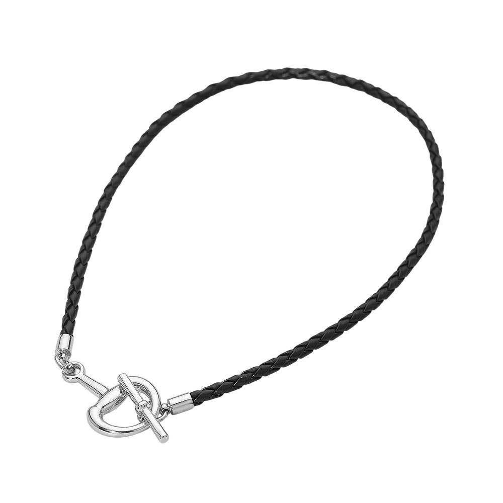 Meal Horsebit Toggle Accent Braided Cord Necklace