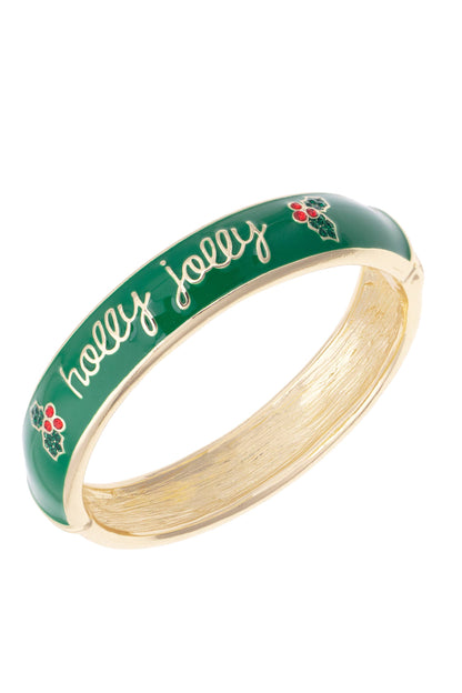 Holly Jolly Sculpted Enamel Hinge Bangle in