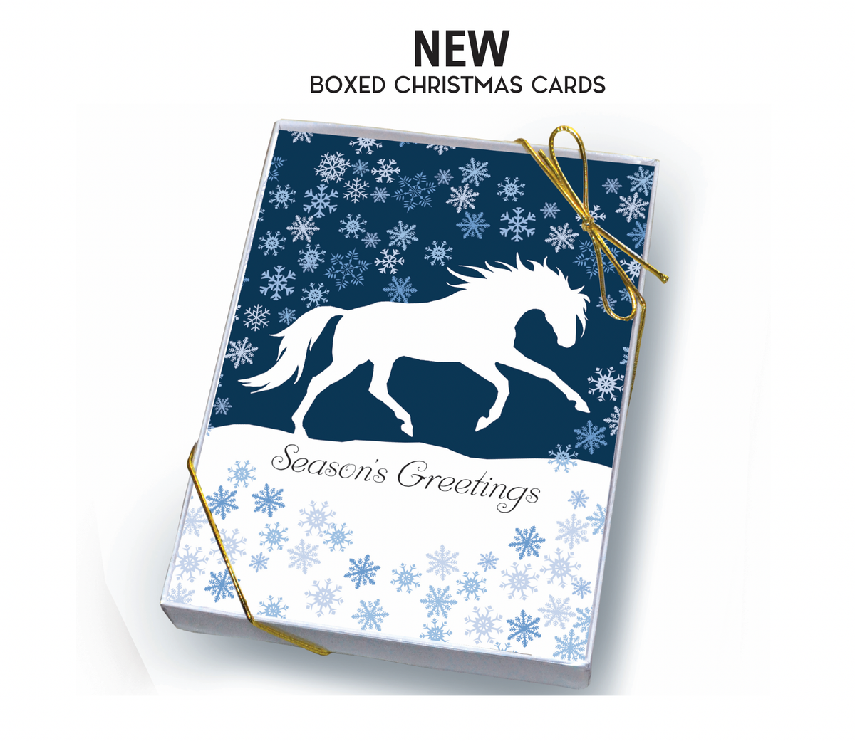 Horse Boxed Christmas Cards | White Cantering | 8 Holiday