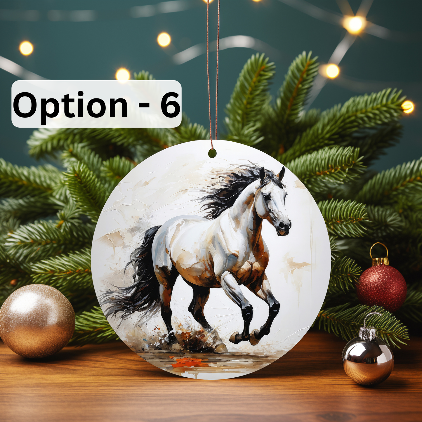 3D Oil Painting Horse, Cermaic Christmas Ornaments